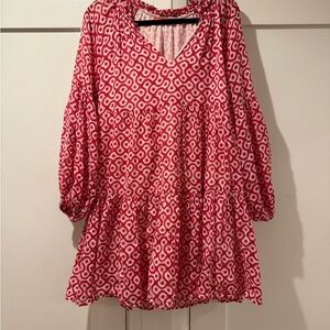 Oliphant Red and White Patterned Tunic